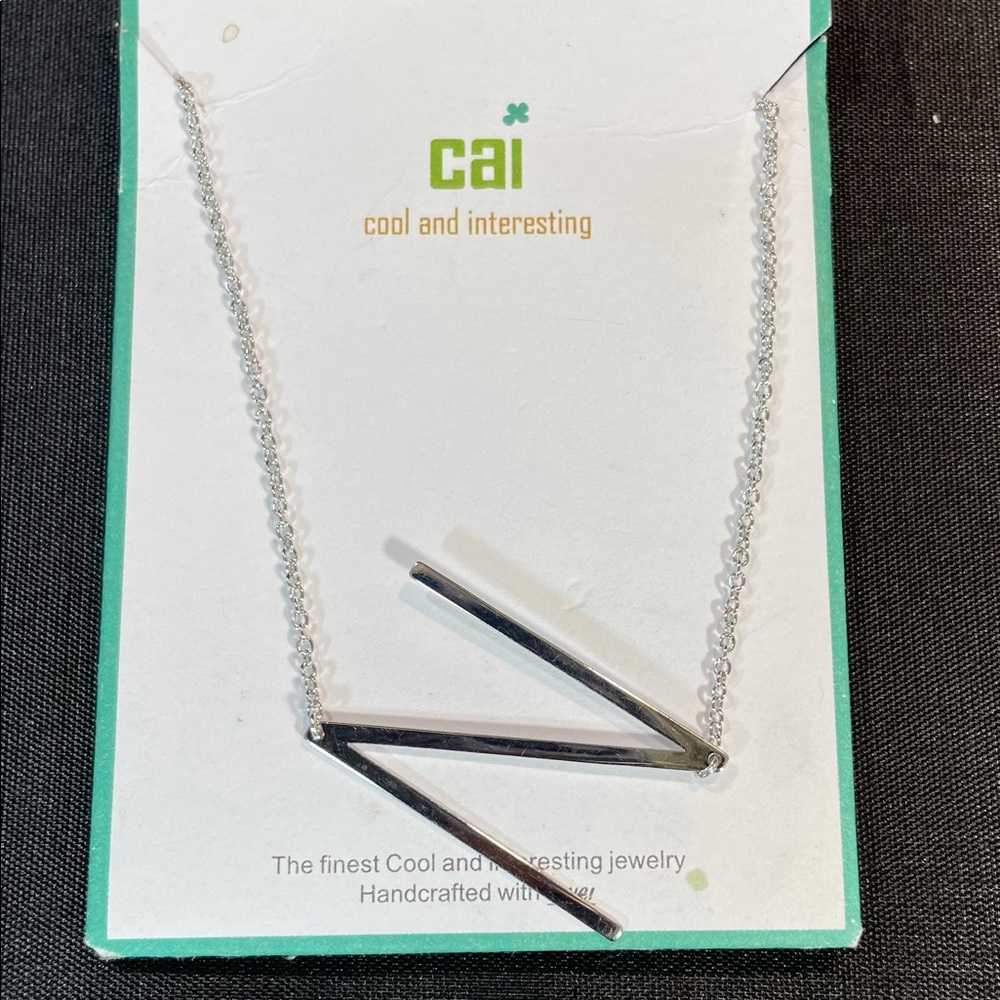 CAI Silver Large Sideways Initial Necklace -N, New